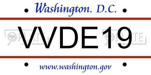 VVDE19 District Of Columbia License Plate