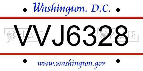 VVJ6328 District Of Columbia License Plate