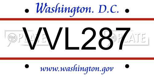 VVL287 District Of Columbia License Plate