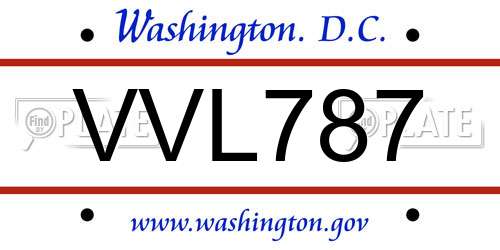VVL787 District Of Columbia License Plate