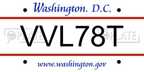 VVL78T District Of Columbia License Plate