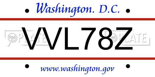 VVL78Z District Of Columbia License Plate
