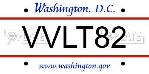 VVLT82 District Of Columbia License Plate