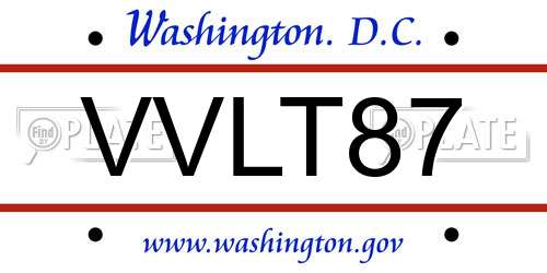 VVLT87 District Of Columbia License Plate
