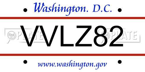 VVLZ82 District Of Columbia License Plate