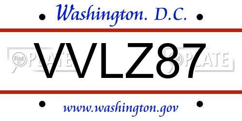 VVLZ87 District Of Columbia License Plate