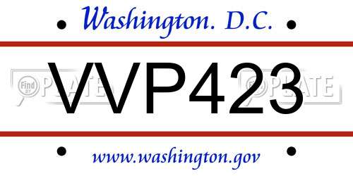 VVP423 District Of Columbia License Plate