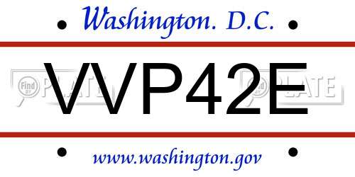 VVP42E District Of Columbia License Plate