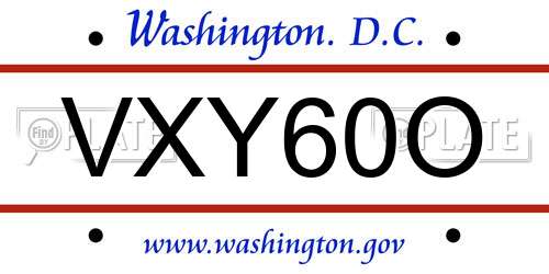 VXY60O District Of Columbia License Plate