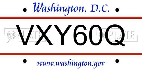 VXY60Q District Of Columbia License Plate