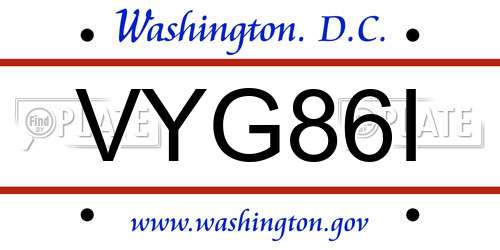 VYG86I District Of Columbia License Plate