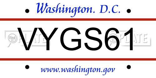 VYGS61 District Of Columbia License Plate