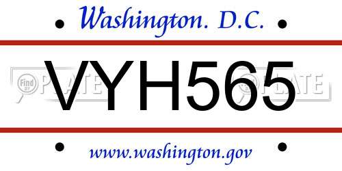 VYH565 District Of Columbia License Plate