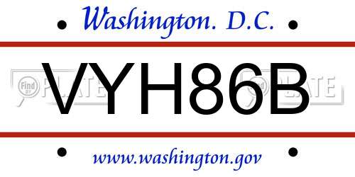 VYH86B District Of Columbia License Plate