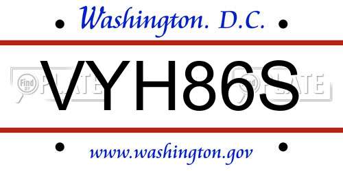 VYH86S District Of Columbia License Plate