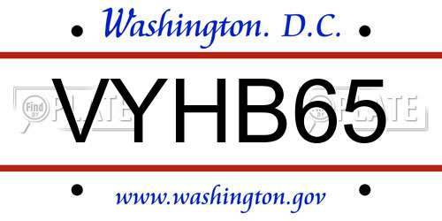 VYHB65 District Of Columbia License Plate