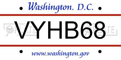 VYHB68 District Of Columbia License Plate
