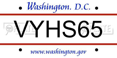 VYHS65 District Of Columbia License Plate