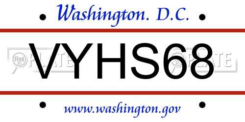 VYHS68 District Of Columbia License Plate