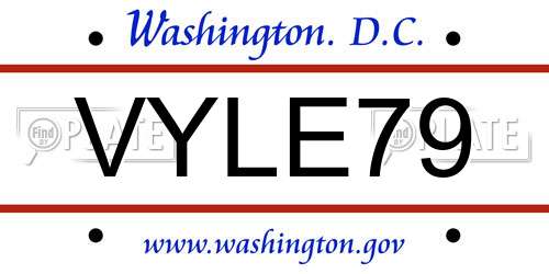 VYLE79 District Of Columbia License Plate