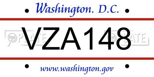 VZA148 District Of Columbia License Plate