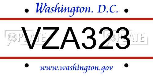 VZA323 District Of Columbia License Plate