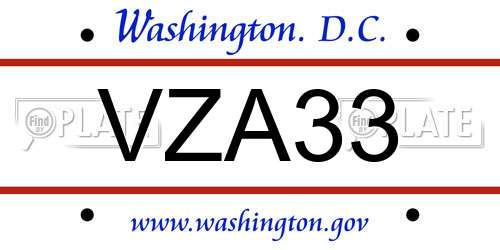 VZA33 District Of Columbia License Plate