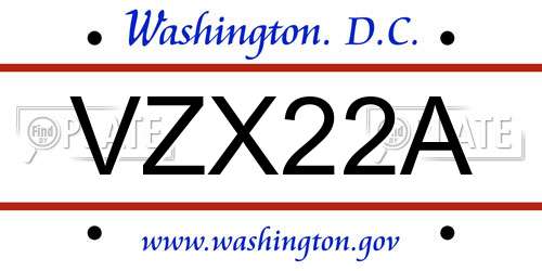 VZX22A District Of Columbia License Plate