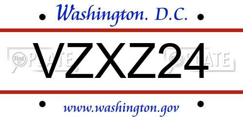 VZXZ24 District Of Columbia License Plate