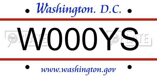 W000YS District Of Columbia License Plate