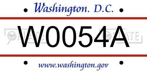 W0054A District Of Columbia License Plate