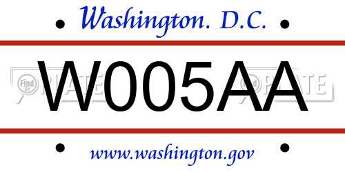W005AA District Of Columbia License Plate