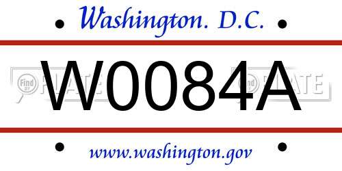 W0084A District Of Columbia License Plate