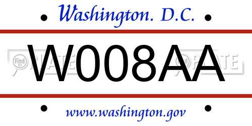 W008AA District Of Columbia License Plate