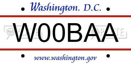 W00BAA District Of Columbia License Plate