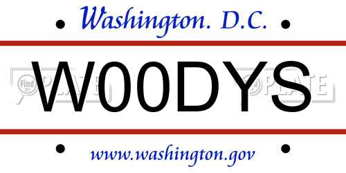 W00DYS District Of Columbia License Plate
