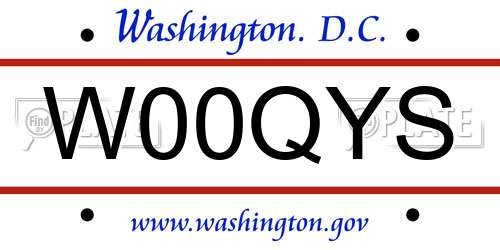 W00QYS District Of Columbia License Plate