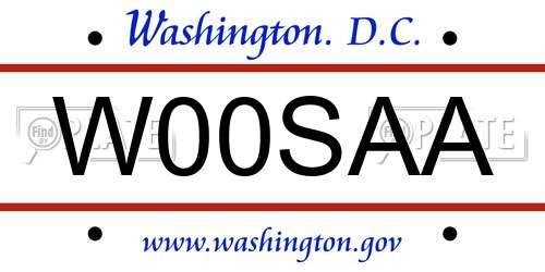 W00SAA District Of Columbia License Plate