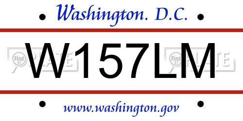 W157LM District Of Columbia License Plate