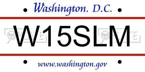 W15SLM District Of Columbia License Plate