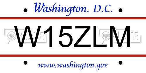 W15ZLM District Of Columbia License Plate