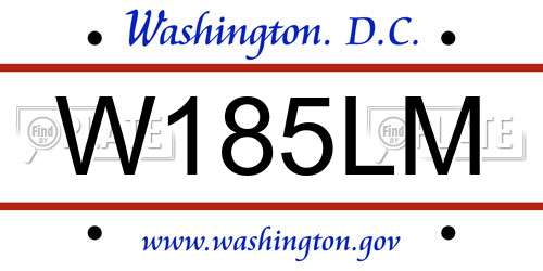 W185LM District Of Columbia License Plate