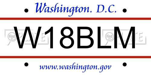 W18BLM District Of Columbia License Plate