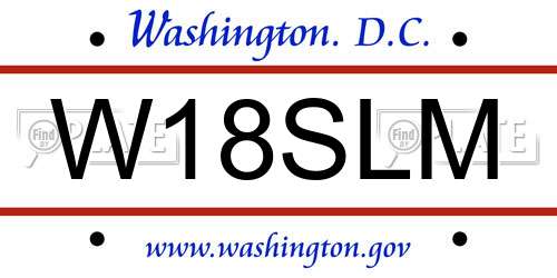 W18SLM District Of Columbia License Plate