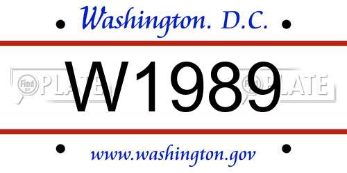 W1989 District Of Columbia License Plate