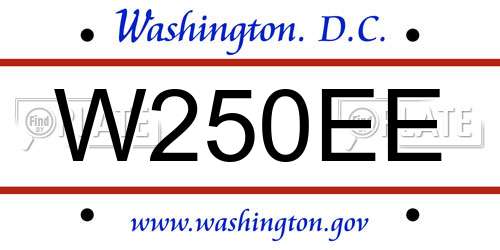 W250EE District Of Columbia License Plate