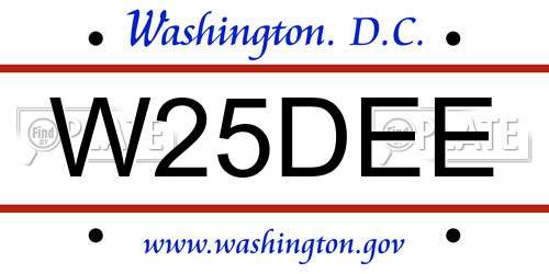 W25DEE District Of Columbia License Plate