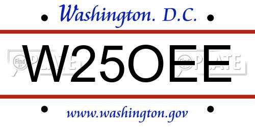 W25OEE District Of Columbia License Plate