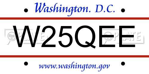 W25QEE District Of Columbia License Plate