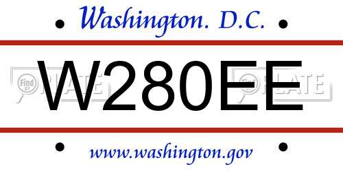 W280EE District Of Columbia License Plate